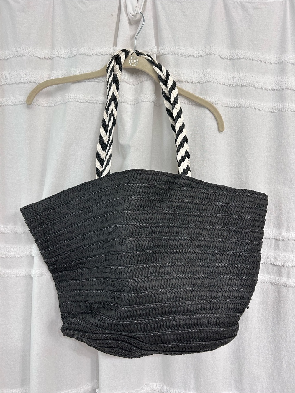 Rachel Zoe Box of Style Black Woven Beach Bag